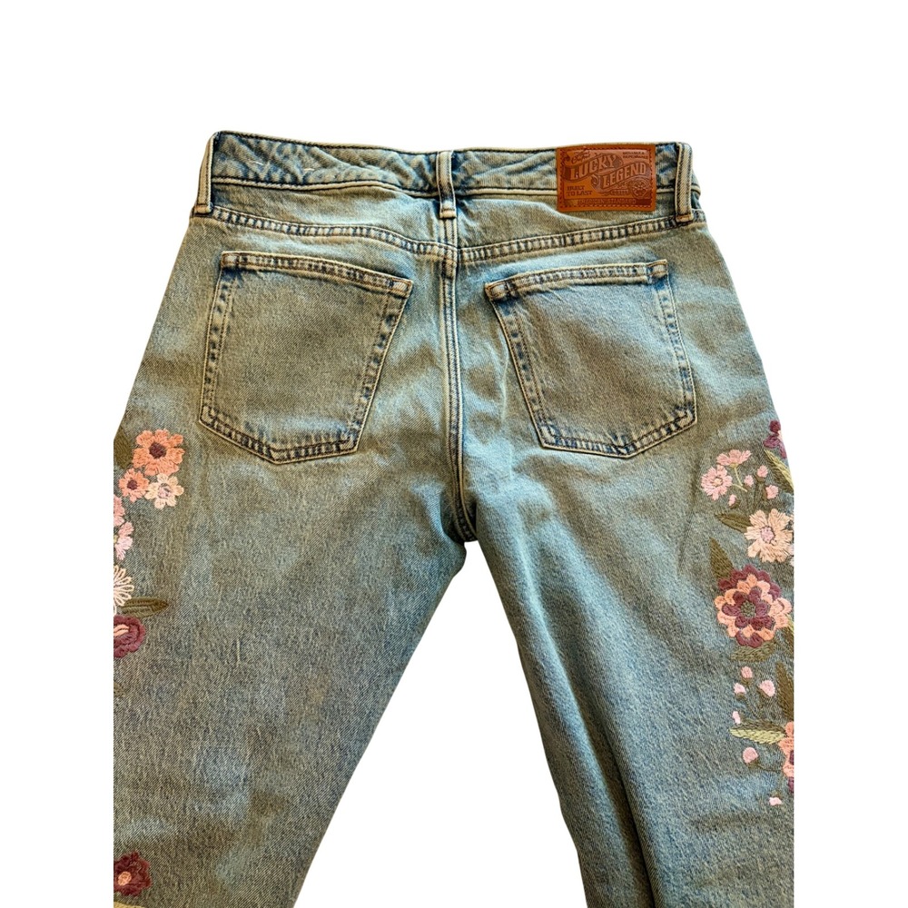 Lucky Brand NWOT Boho Floral Embroidered Baggy Wide Leg Jeans 2/26 - Picture 5 of 8